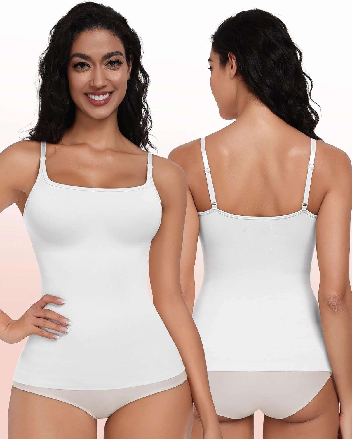 EUYZOU Women Shapewear Tummy Control Camisole Tops - Square Neck Sexy Compression Tank Tops Seamless Body Shaper