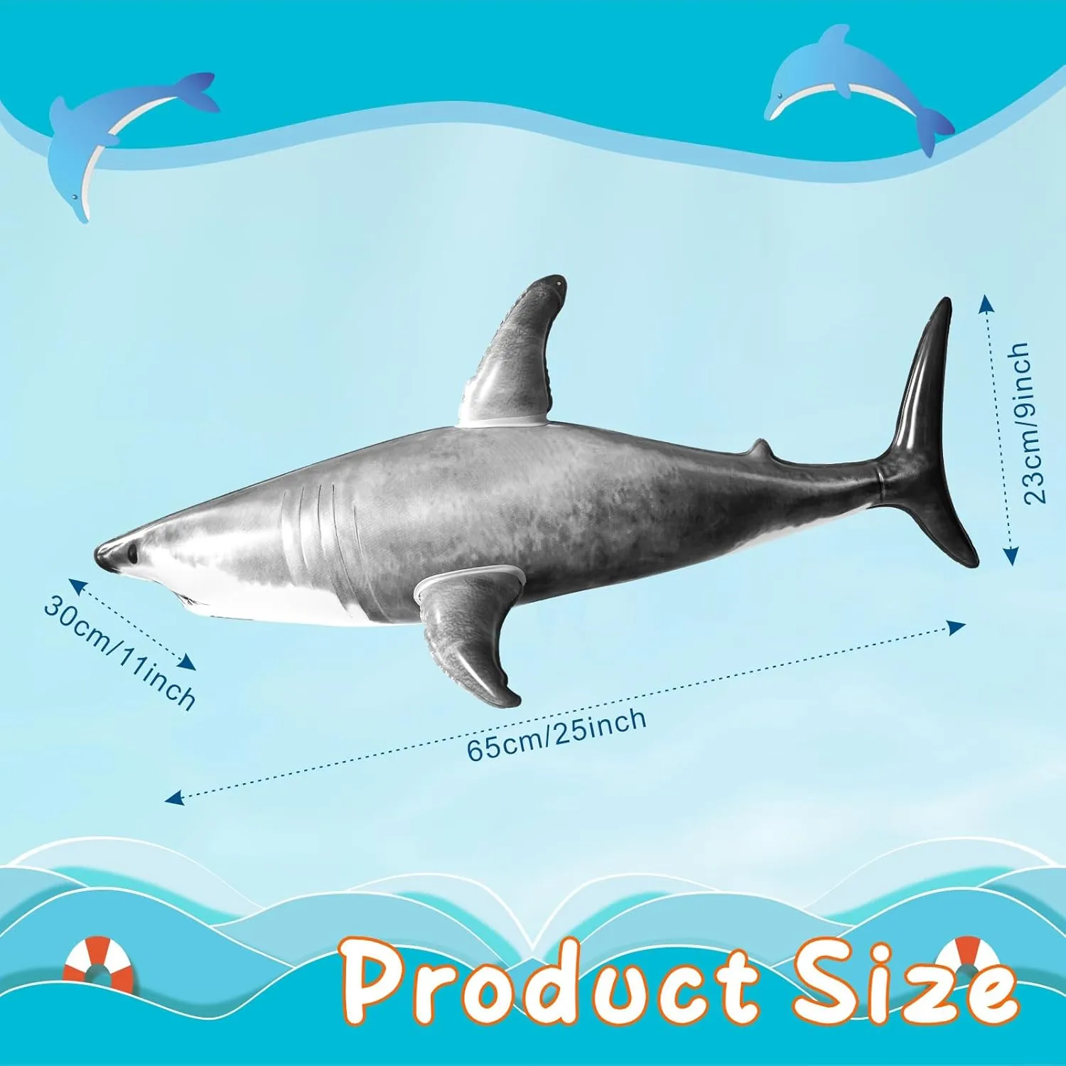 Extra Large Inflatable Shark Pool Toy,79inch Shark Pool Birthday Party Decorations,Blow Up Animal Party Favors Supplies Gift for Kids Adults
