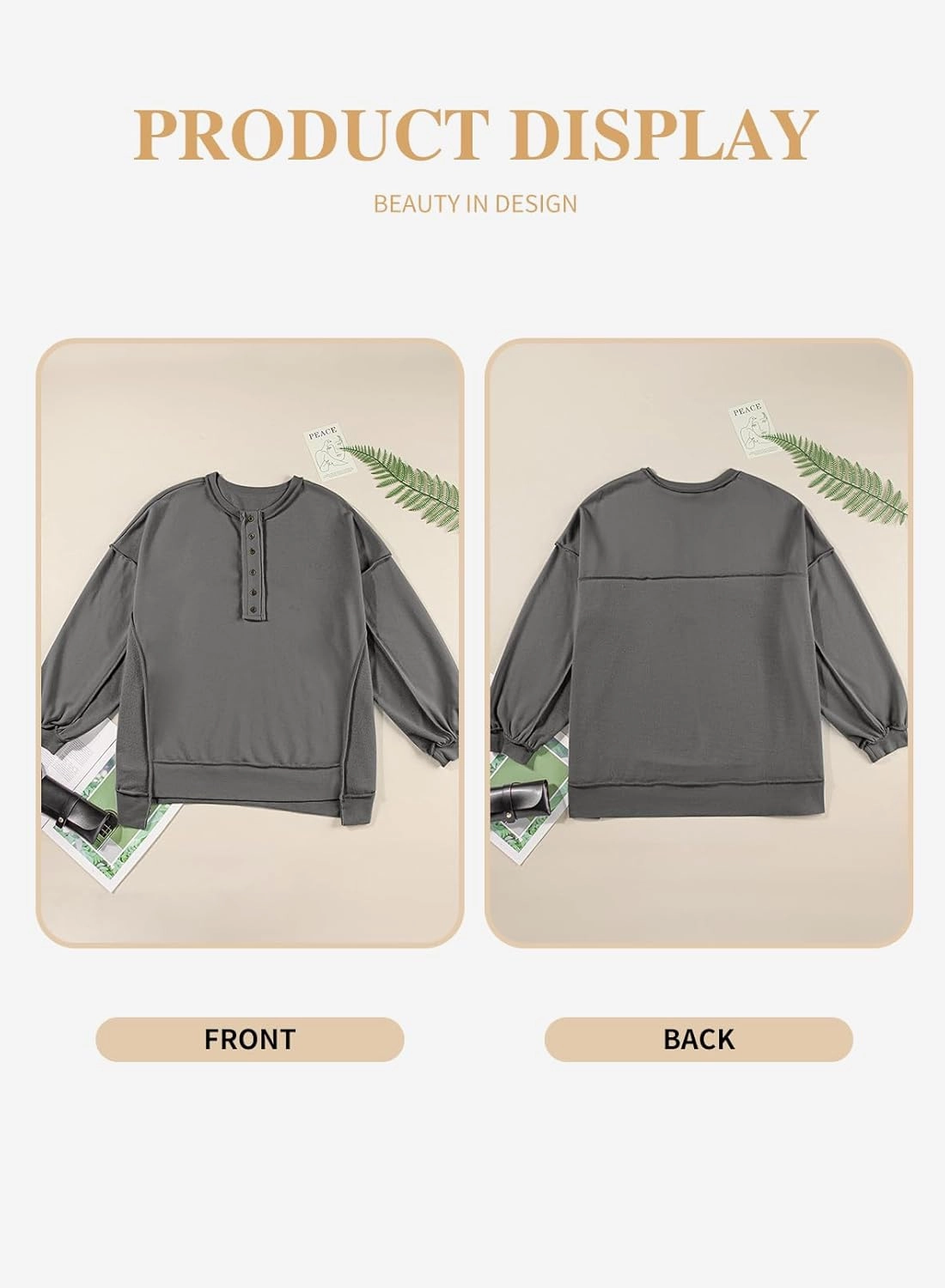 Eytino Women's Plus Size Sweatshirts Button Henley Neck Casual Long Sleeve Oversized Pullover Tops Shirts(1X-5X)