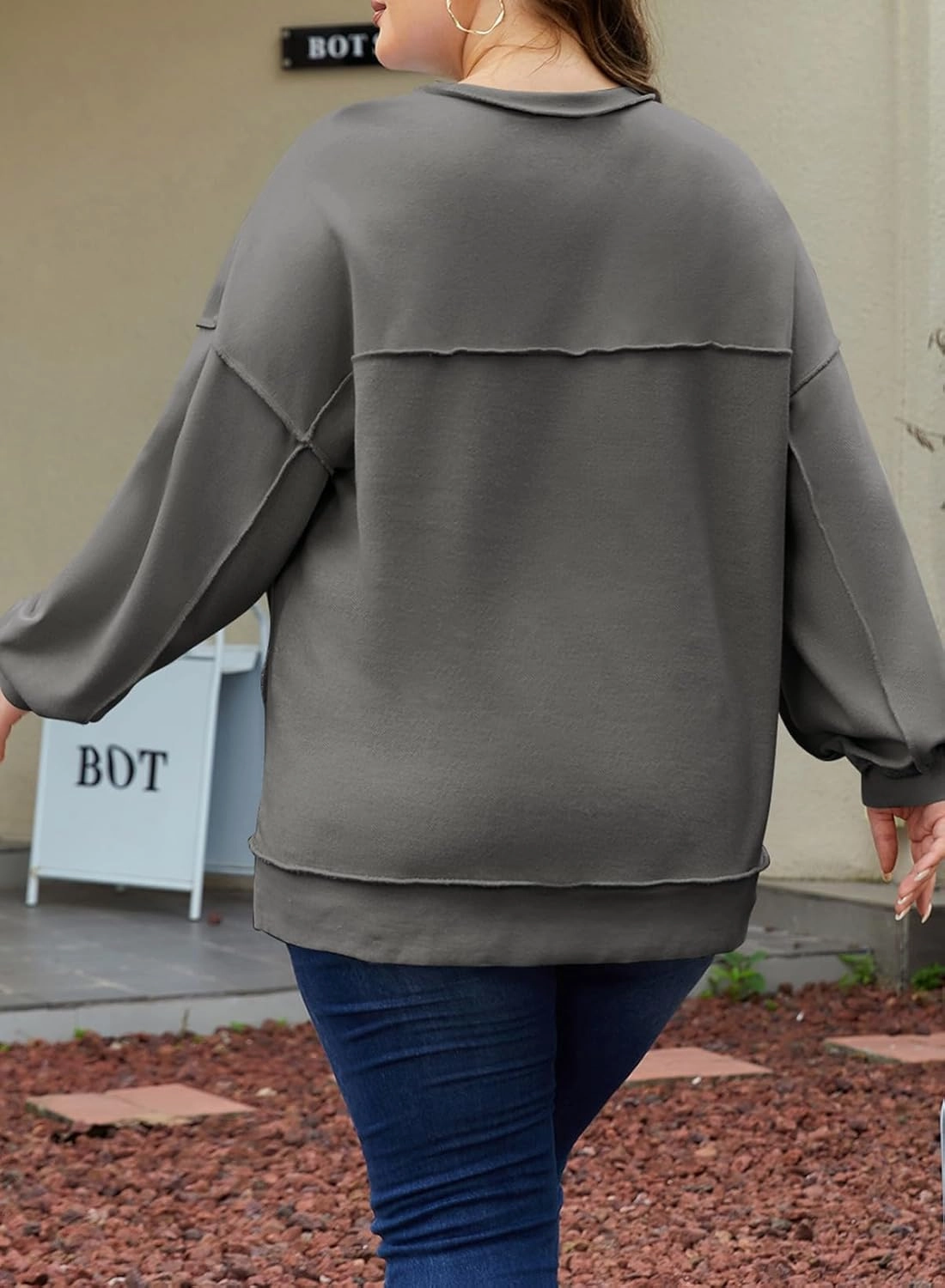 Eytino Women's Plus Size Sweatshirts Button Henley Neck Casual Long Sleeve Oversized Pullover Tops Shirts(1X-5X)