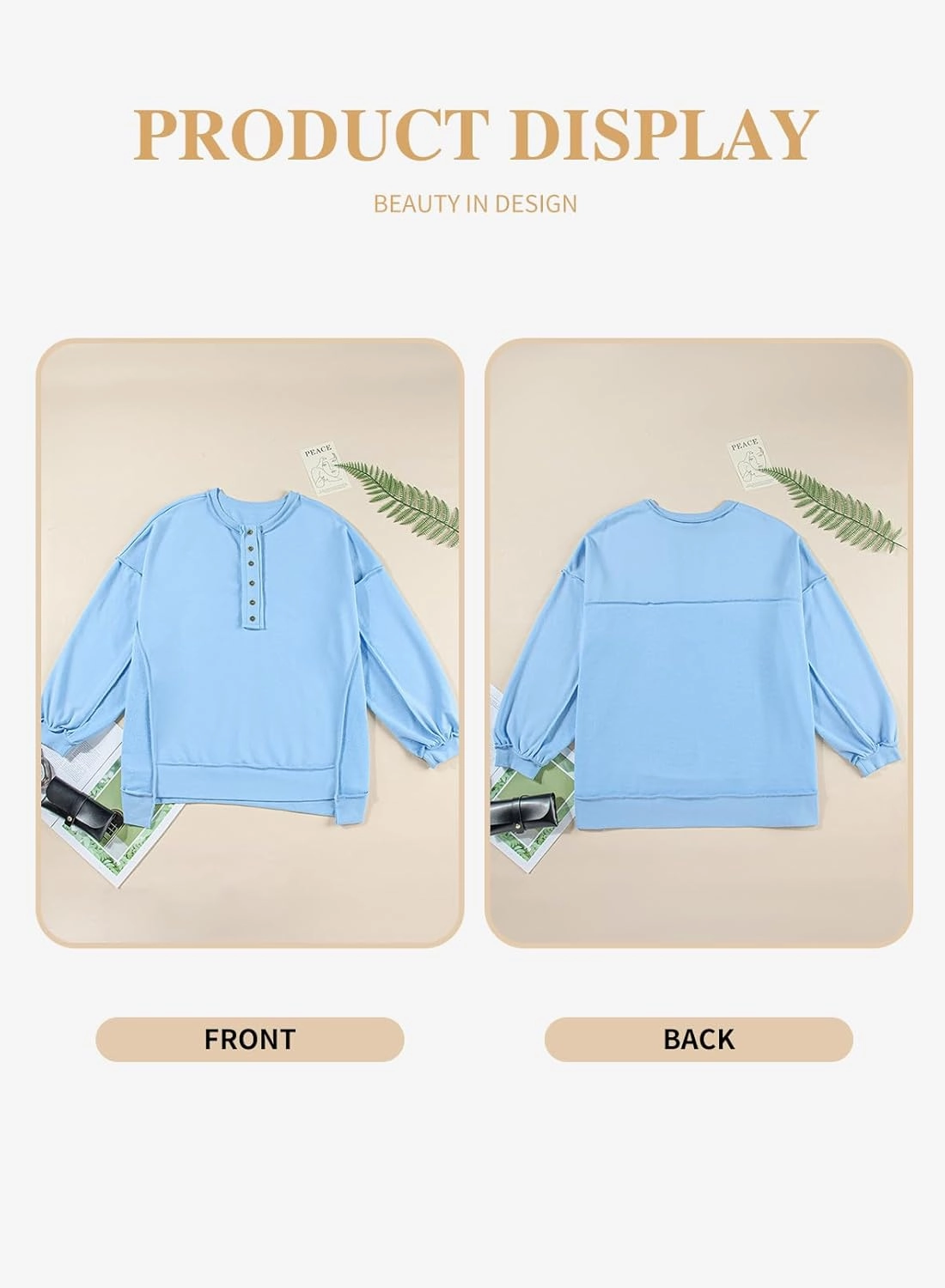 Eytino Women's Plus Size Sweatshirts Button Henley Neck Casual Long Sleeve Oversized Pullover Tops Shirts(1X-5X)