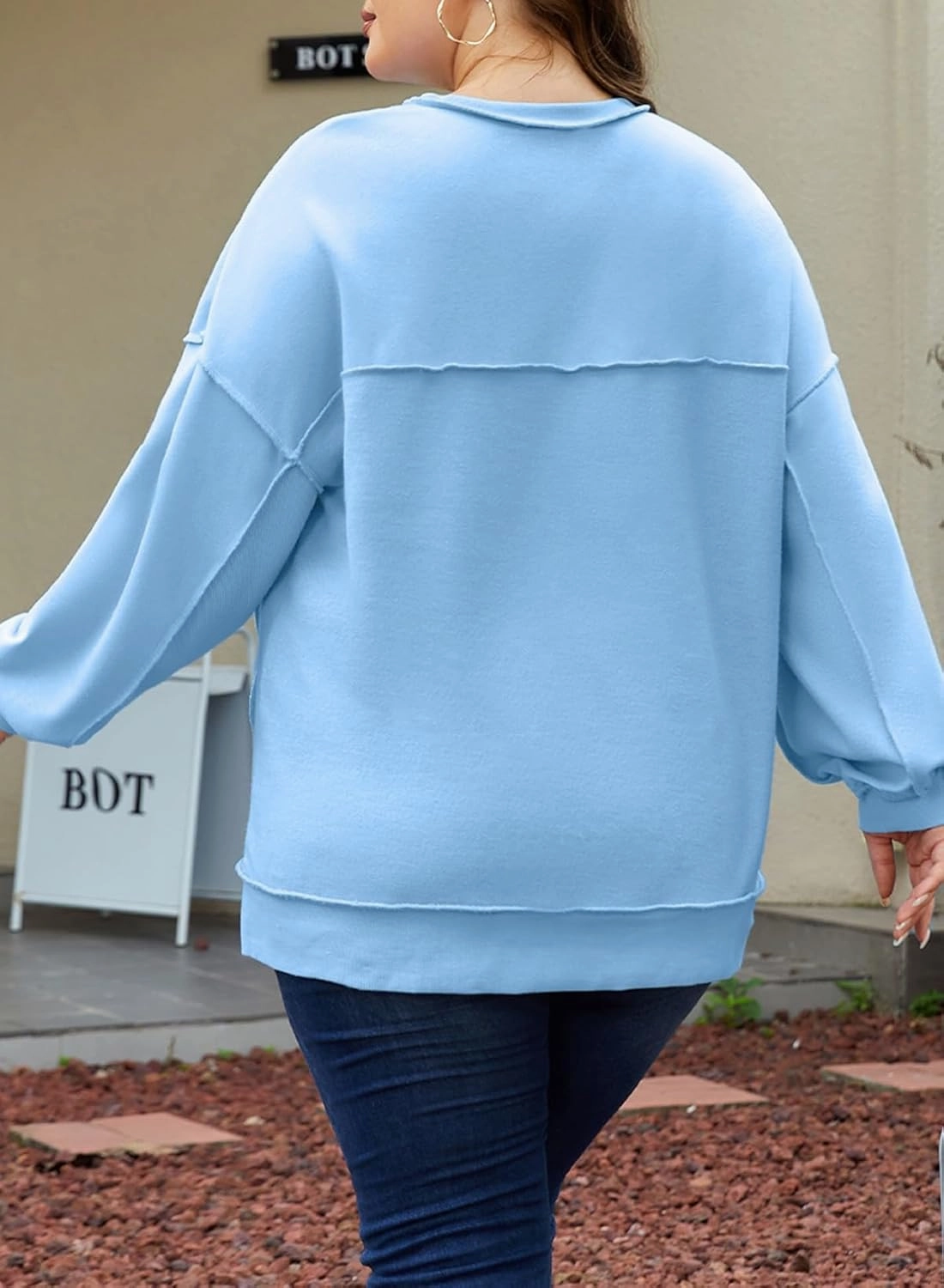 Eytino Women's Plus Size Sweatshirts Button Henley Neck Casual Long Sleeve Oversized Pullover Tops Shirts(1X-5X)