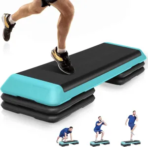 F2C 43 inch Aerobic Exercise Step Platform Adjustable Height Stepper Exercise Workout Step Bench with 4 Risers 4" - 6" - 8" Large Fitness Exercise Stair Step for Home Gym Fitness Training