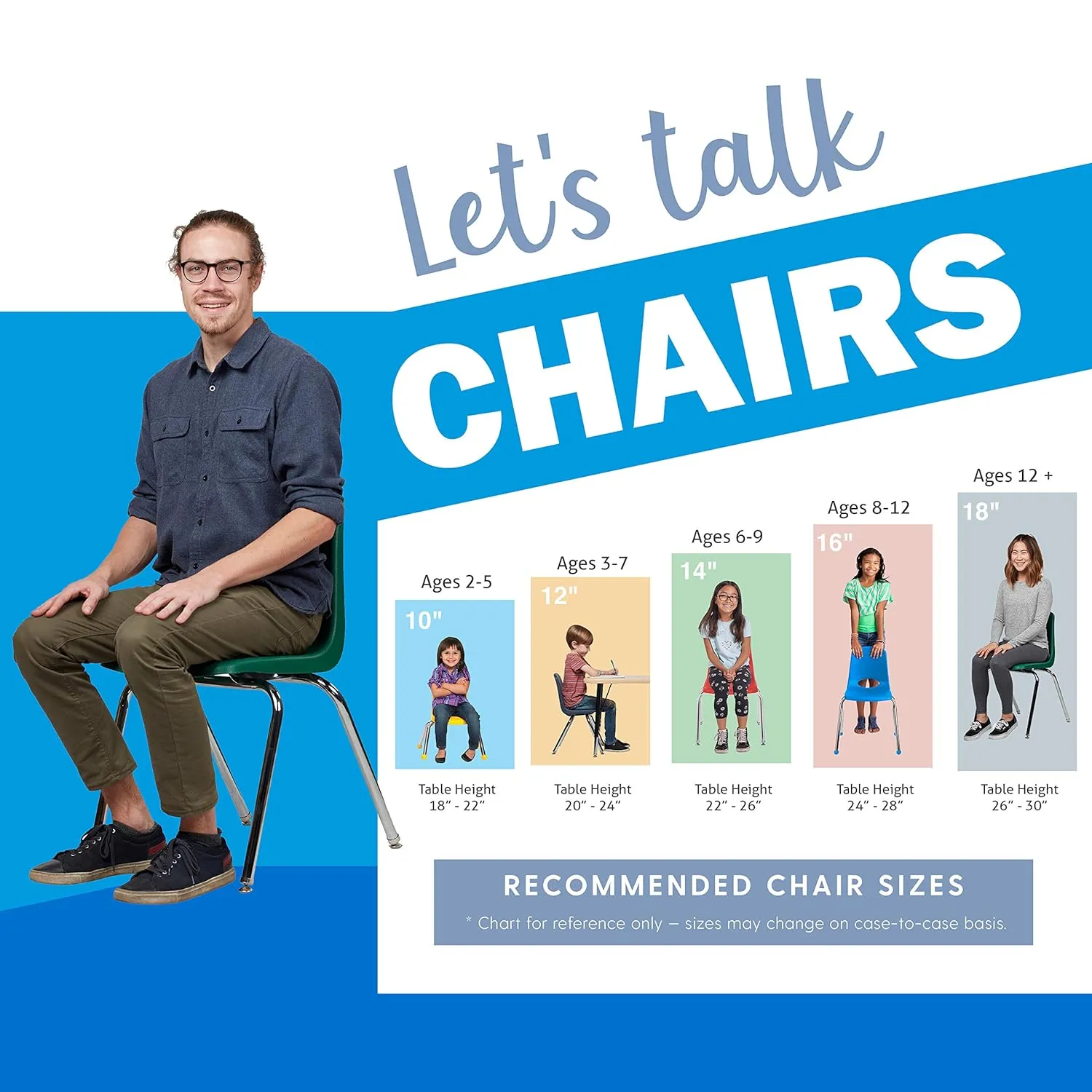 Factory Direct Partners 10364-NV 14" School Stack Chair, Stacking Student Seat with Chromed Steel Legs and Nylon Swivel Glides for in-Home Learning or Classroom - Navy (6-Pack)
