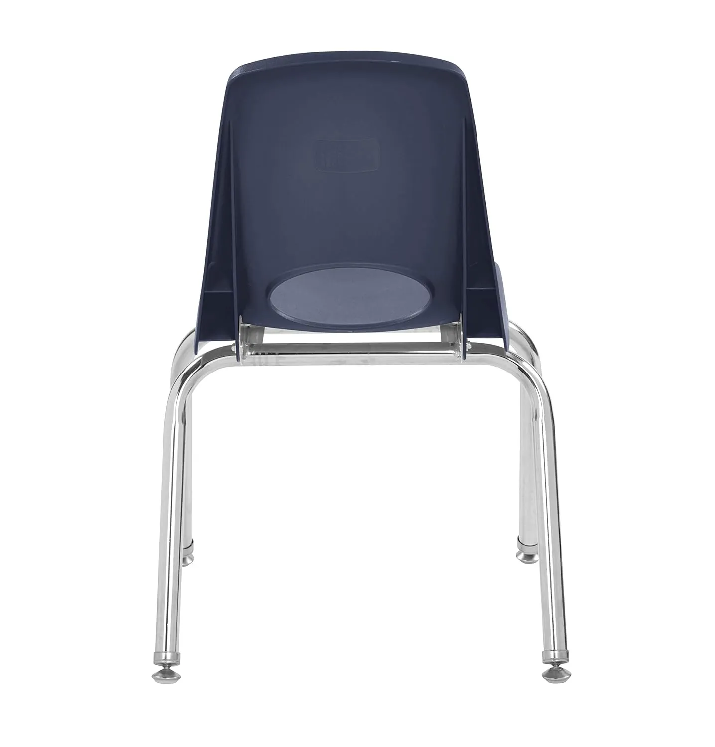 Factory Direct Partners 10364-NV 14" School Stack Chair, Stacking Student Seat with Chromed Steel Legs and Nylon Swivel Glides for in-Home Learning or Classroom - Navy (6-Pack)
