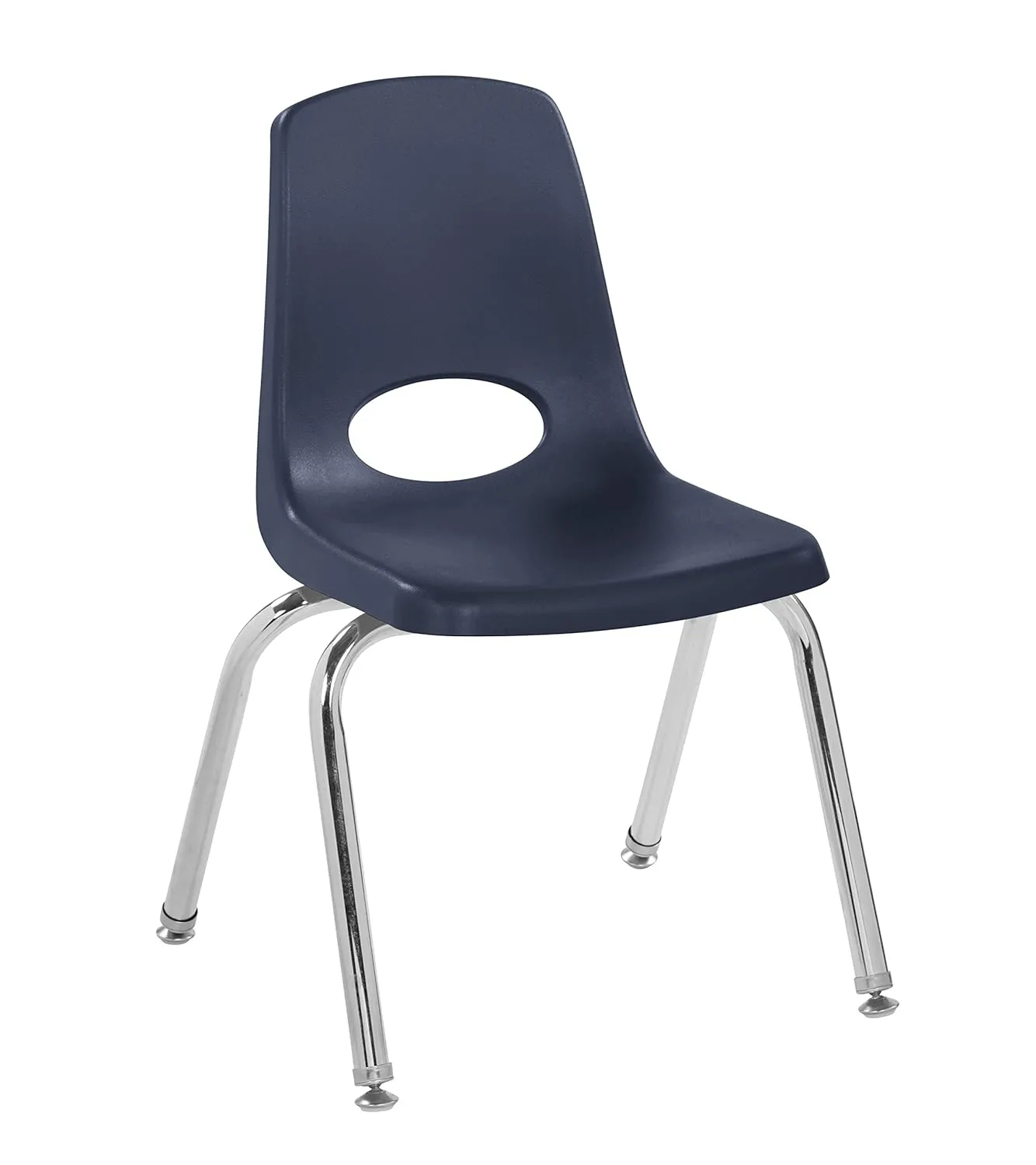 Factory Direct Partners 10364-NV 14" School Stack Chair, Stacking Student Seat with Chromed Steel Legs and Nylon Swivel Glides for in-Home Learning or Classroom - Navy (6-Pack)