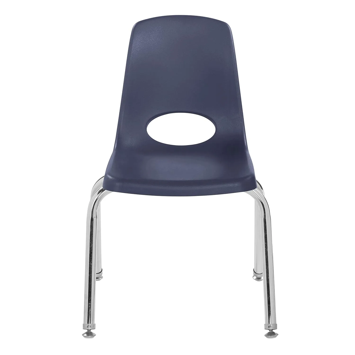 Factory Direct Partners 10364-NV 14" School Stack Chair, Stacking Student Seat with Chromed Steel Legs and Nylon Swivel Glides for in-Home Learning or Classroom - Navy (6-Pack)