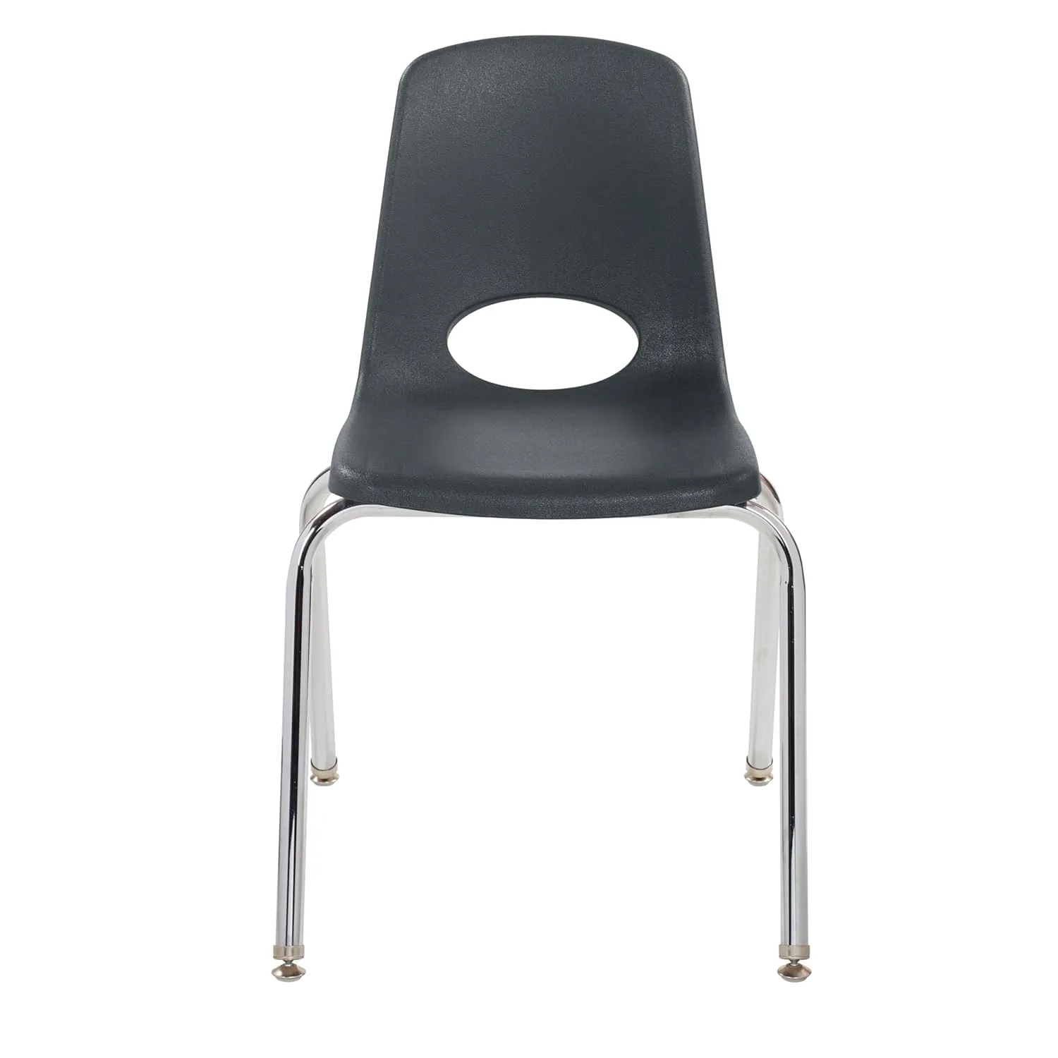 Factory Direct Partners 10384-BK 18" School Stack Chair, Stacking Student Seat with Chromed Steel Legs and Nylon Swivel Glides for in-Home Learning, Classroom or Office - Black (4-Pack)