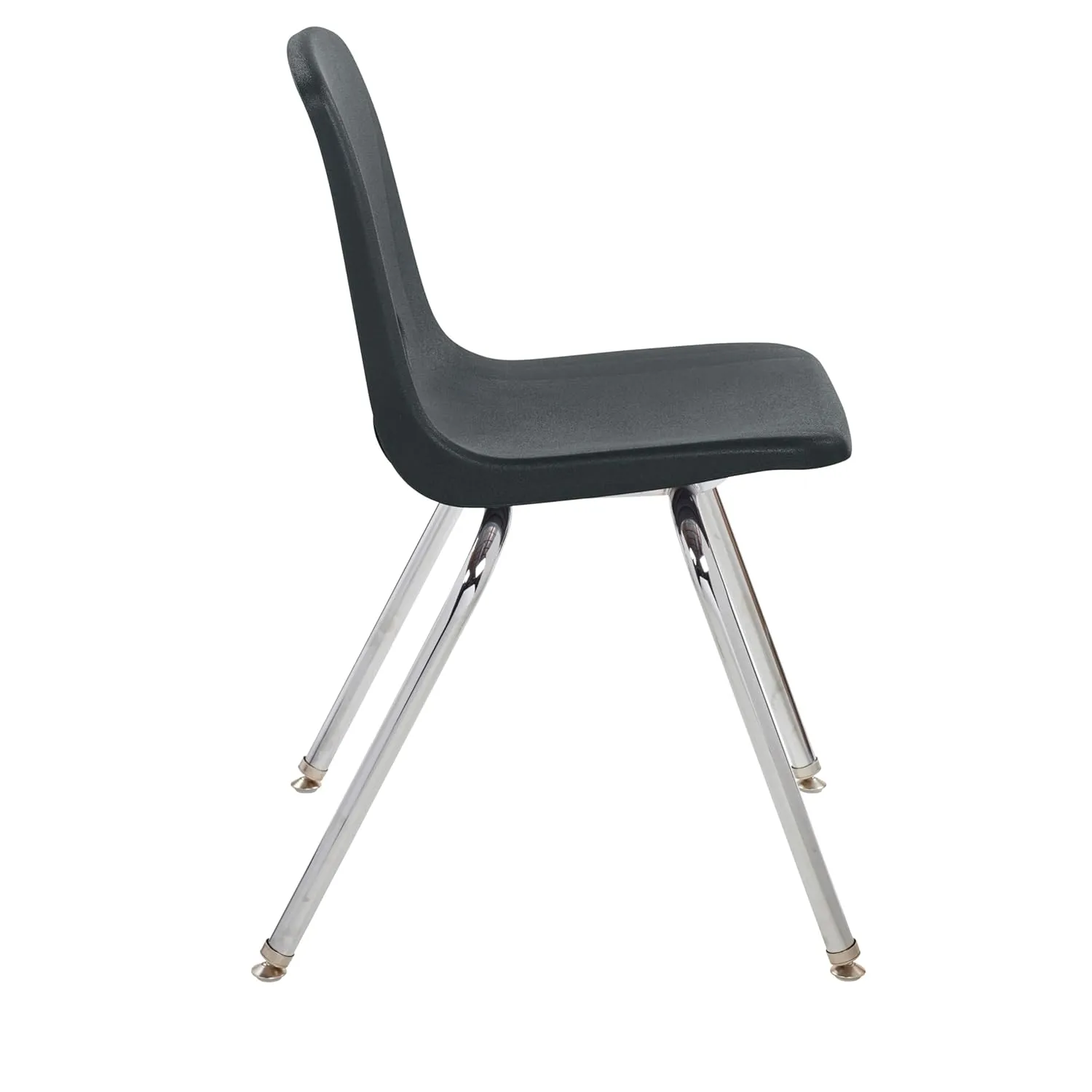 Factory Direct Partners 10384-BK 18" School Stack Chair, Stacking Student Seat with Chromed Steel Legs and Nylon Swivel Glides for in-Home Learning, Classroom or Office - Black (4-Pack)