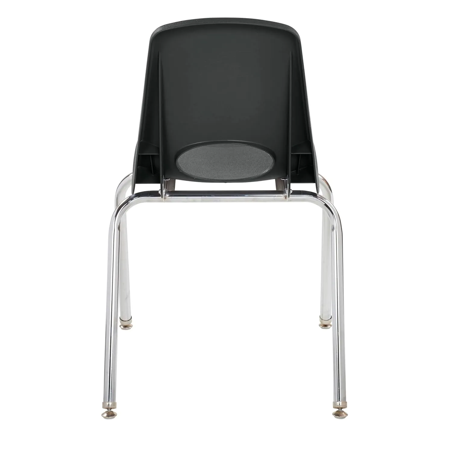 Factory Direct Partners 10384-BK 18" School Stack Chair, Stacking Student Seat with Chromed Steel Legs and Nylon Swivel Glides for in-Home Learning, Classroom or Office - Black (4-Pack)