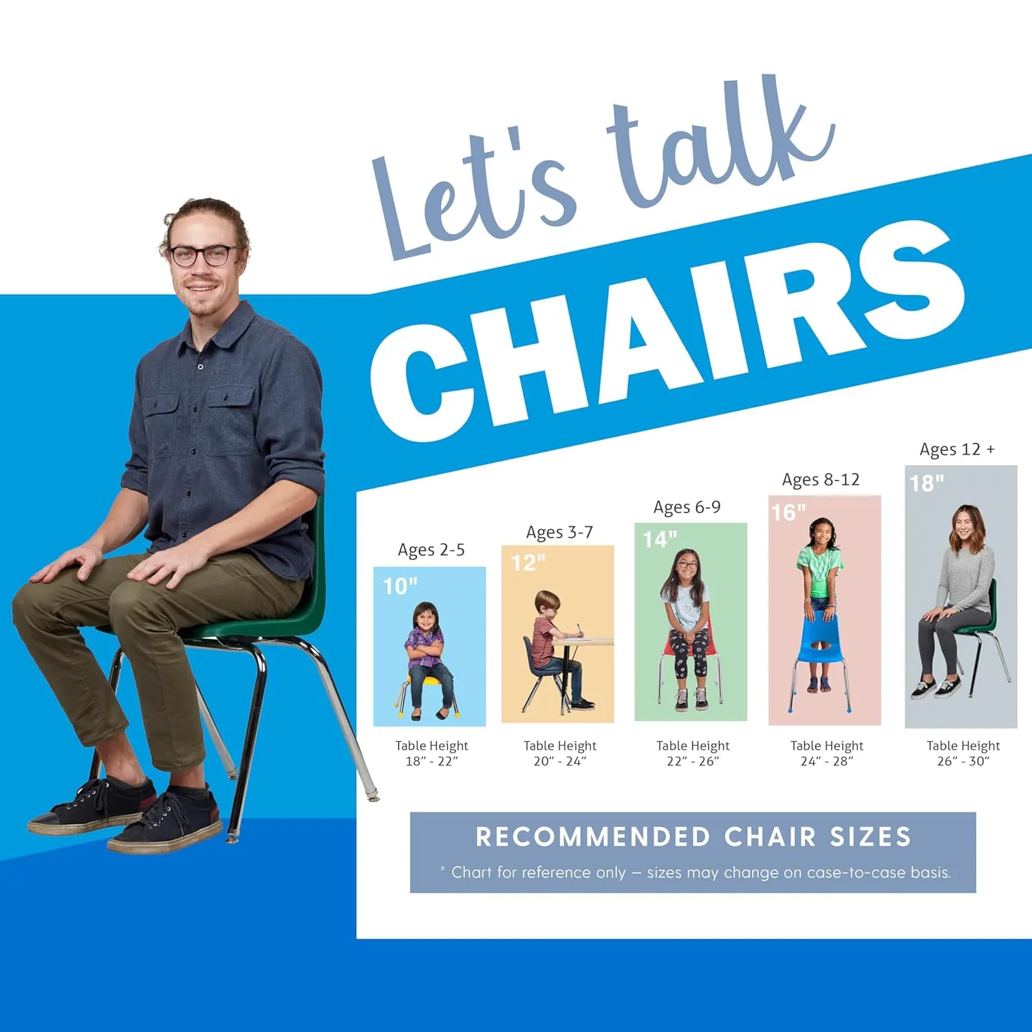 Factory Direct Partners 10384-BK 18" School Stack Chair, Stacking Student Seat with Chromed Steel Legs and Nylon Swivel Glides for in-Home Learning, Classroom or Office - Black (4-Pack)