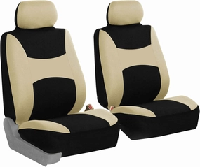 FH Group Car Seat Covers Front Set Cloth - SeatCovers for Low Back Car Seats with Removable Headrest,Universal Fit,Automotive SeatCover,Airbag Compatible Car SeatCover for SUV,Sedan,Van Beige