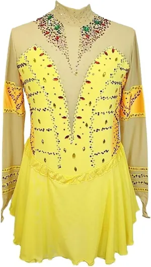 Figure Skating Dress for Girls Long Sleeve Ice Dancing Performance Clothing Crystal Ballet Gymnastics Activewear