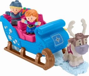 Fisher-Price Little People Toddler Toy Disney Frozen Kristoff’s Sleigh Vehicle with Character Figures for Pretend Play Kids Ages 18  Months