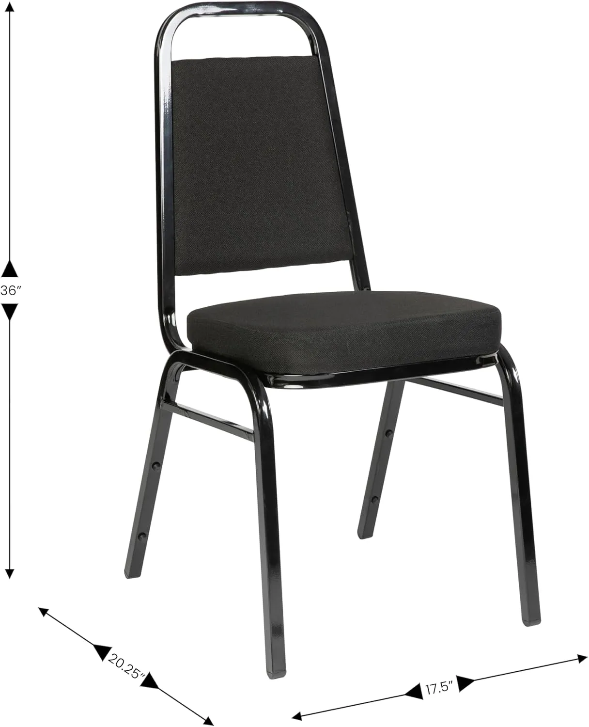 Flash Furniture 4 Pack Hercules Series Trapezoidal Back Stacking Banquet Chair with 2.5" Thick Seat in Black Fabric - Black Frame