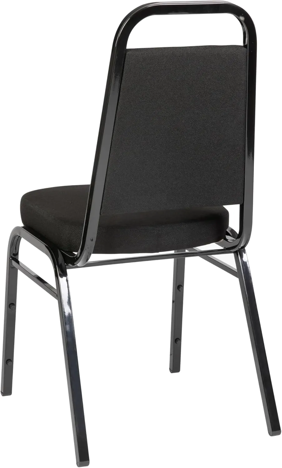 Flash Furniture 4 Pack Hercules Series Trapezoidal Back Stacking Banquet Chair with 2.5" Thick Seat in Black Fabric - Black Frame