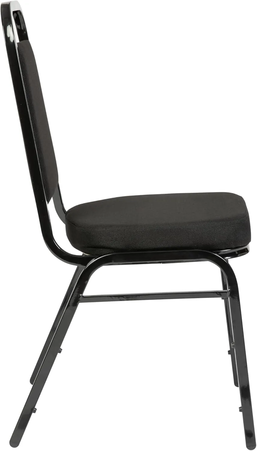 Flash Furniture 4 Pack Hercules Series Trapezoidal Back Stacking Banquet Chair with 2.5" Thick Seat in Black Fabric - Black Frame