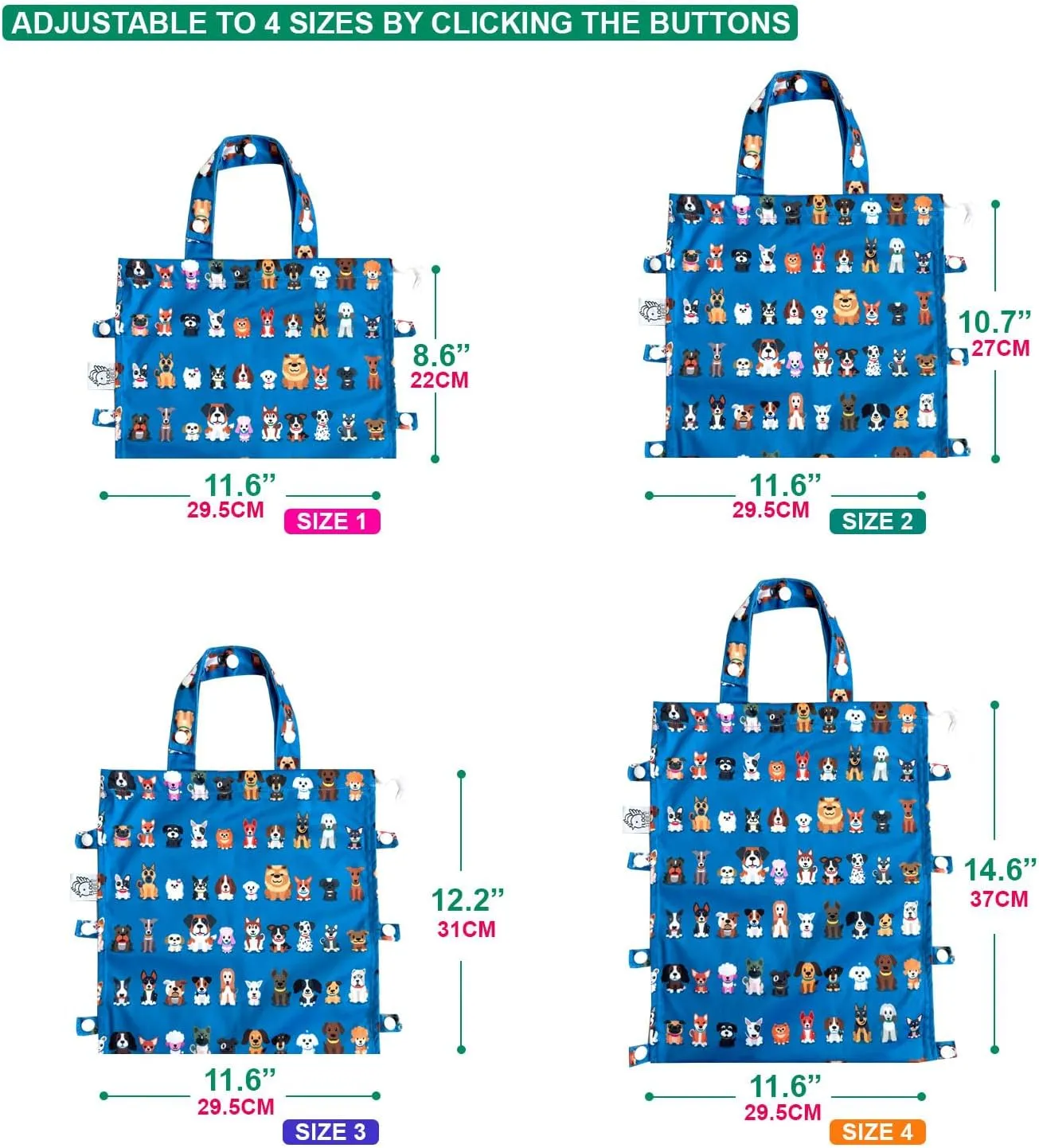 FLOCK THREE Leak-Proof Waterproof Car Trash Bag Foldable Multipurpose Trash bin Container Storage Cute Grocery Organizer Bag for Automotive Front or Back Seat in Cars SUVs and Trucks (Dog Family)
