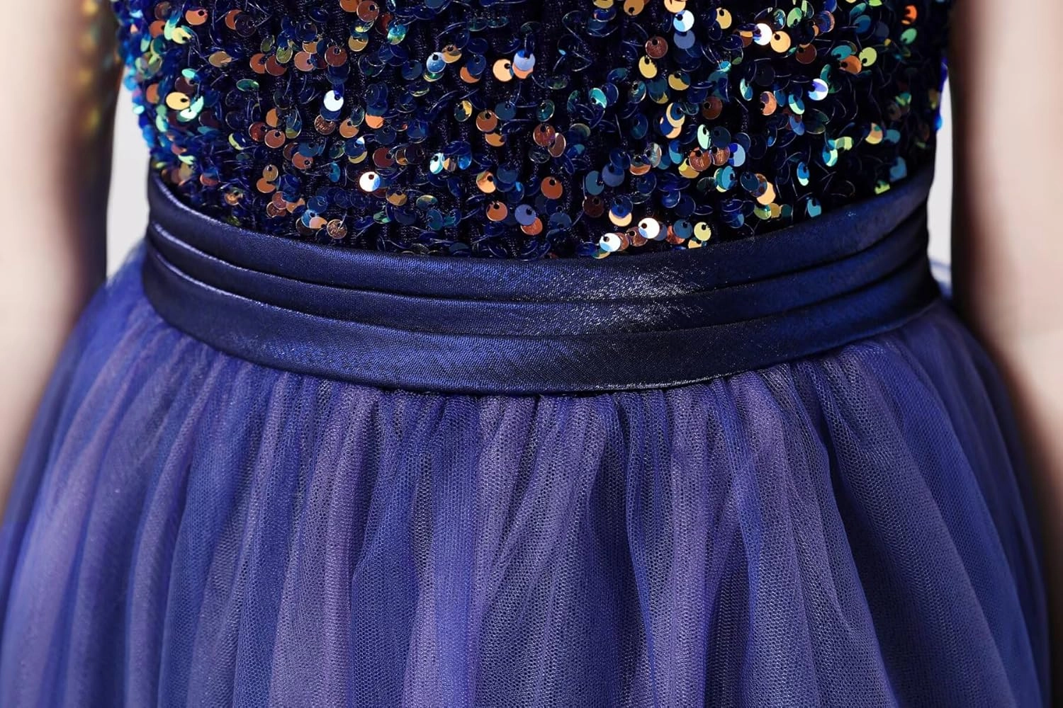 Flower Girl Dresses Wedding Bridesmaid Sequins Tulle Puffy Skirt Girls Birthday Party Pageant Gown Floor Length
