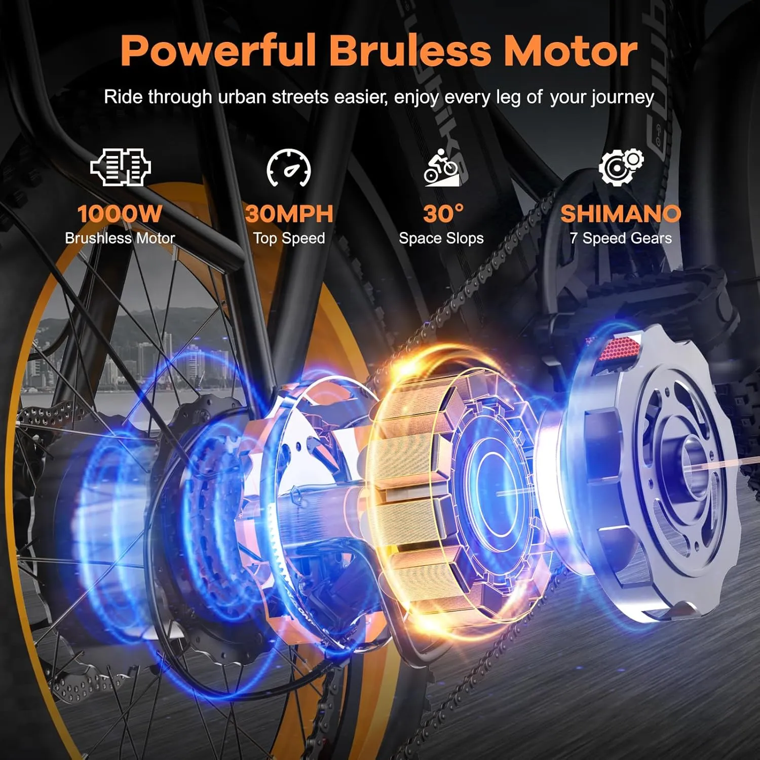 Folding Electric Bike for Adults with Peak 1000W Motor, 48V 20AH Battery up to 30MPH 80 Miles, 20" Fat Tire All Terrain Ebike, Front Suspension 7-Speed Commuter E Bike, Step-Thru, UL Certified