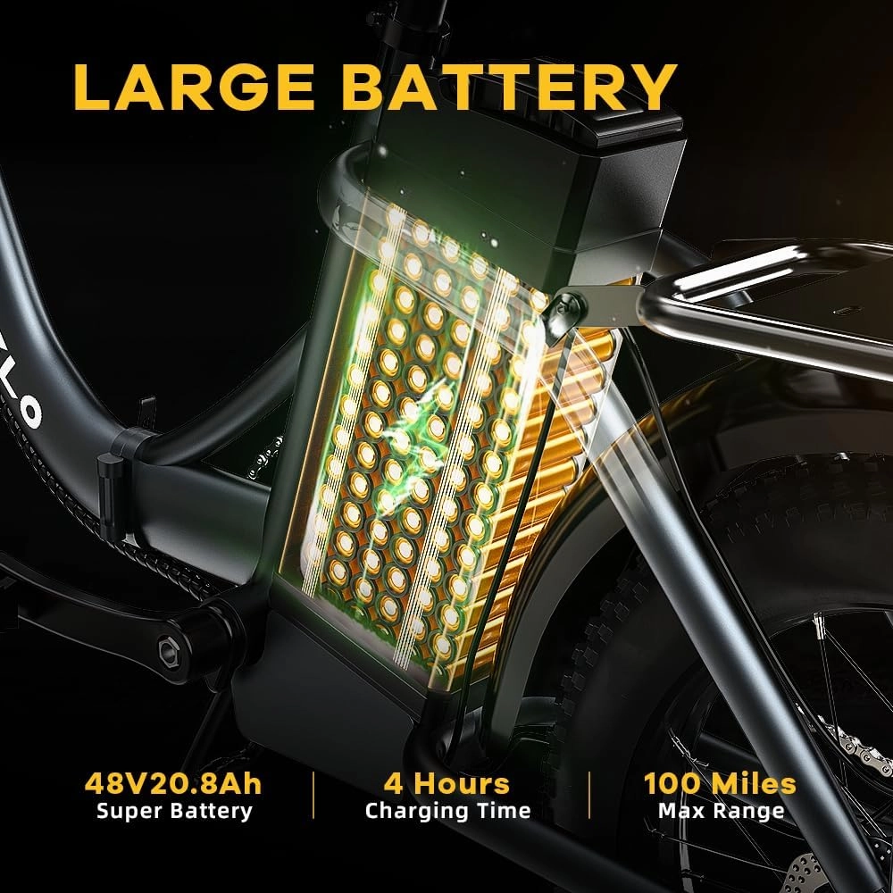 Folding Electric Bike for Adults – 1000W Motor, 20"x3" Fat Tire, 48V Removable Battery, All-Terrain E-Bike with 7-Speed, Front Suspension – Powerful Foldable Ebike for Commuter