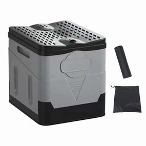 Folding Toilet Portable Collapsible Car Toilet Self-Driving Travel Emergency Toilet Anti-Odor Outdoor Toilet Portable Trash Can(Black Grey 3PCS Set)