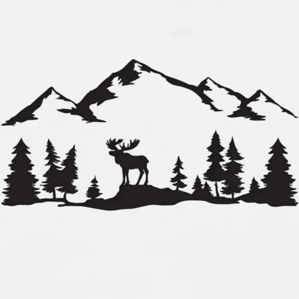 for SUV Rv Camper Offroad Moose Trees Forest Mountain Silhouette Vinyl Art Car Sticker Decor Outdoors Hiking Decals Decoration Interesting Style