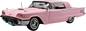 for Thunderbird Hard Top 1960 1 18 Alloy Full Open Car Model Classic Simulation Vehicle Souvenir Non-Remote App Controlled Toys(Pink)