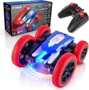 Force1 Tornado  Remote Control Car for Kids- Double Sided Fast RC Cars with LED Interactive Display, 4WD Off-Road Stunt Car 360 Flips, All Terrain Tires, RC Crawler Rechargeable Battery, 2.4GHz Remote