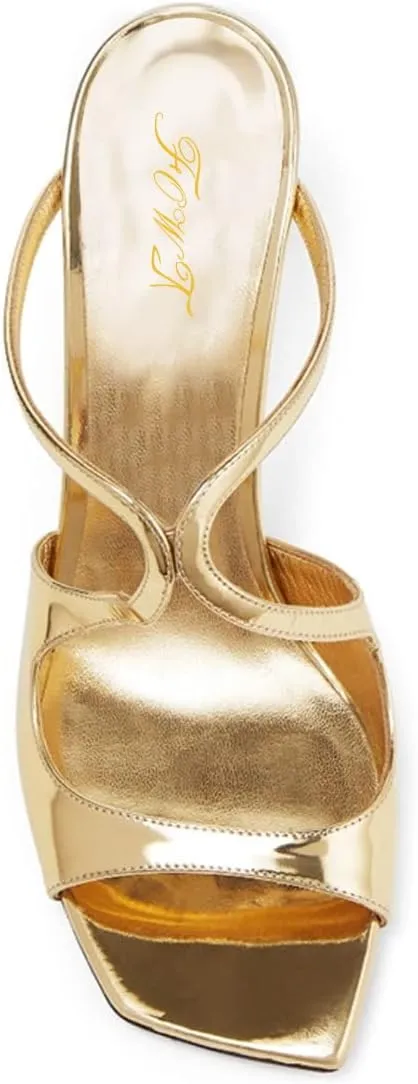 FOWT Women Open Square Toe Wedge Sandals Cutout Strappy High Heel Slide Mules Dress Summer Outfit Shoes Size 4-15 US