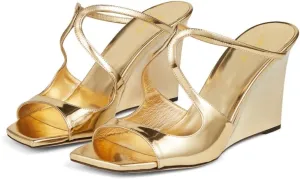 FOWT Women Open Square Toe Wedge Sandals Cutout Strappy High Heel Slide Mules Dress Summer Outfit Shoes Size 4-15 US