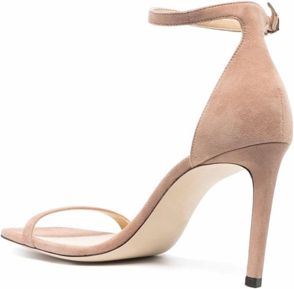 FOWT Women Glitter Ankle Strap Heeled Sandals Classic Square Open Toe Stiletto High Heels Buckle Party Wedding Bridal Summer Dress Shoes Size 4-15 US