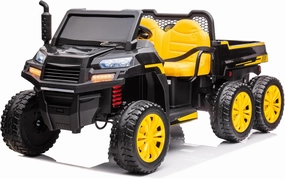Freddo Toys 24V Battery Powered Kids Electric Ride On Car Off-Road Tractor Trailer 4x4 Toy with Parental Remote Control MP3 - USB - AUX Port LED Lights 2 Leather Seats and Eva Tires for 3  Years