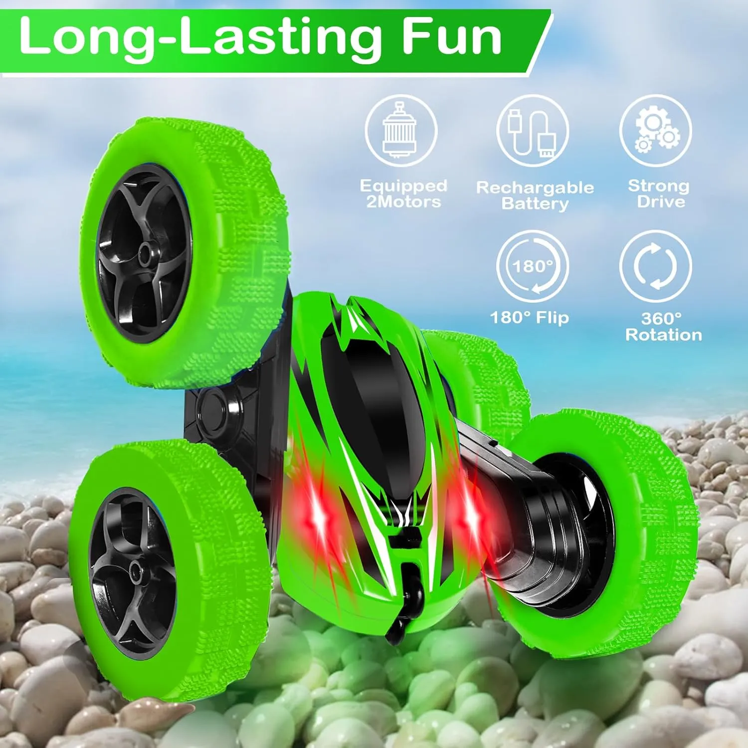 FREE TO FLY Remote Control Stunt Car for Boys: RC Car 4WD Double-Sided Driving Cars 6 7 8 9 10 11 12 Toys Boys Girls Kids Xmas Gifts 360°Tumble Stocking Stuffer 6-8 8-12
