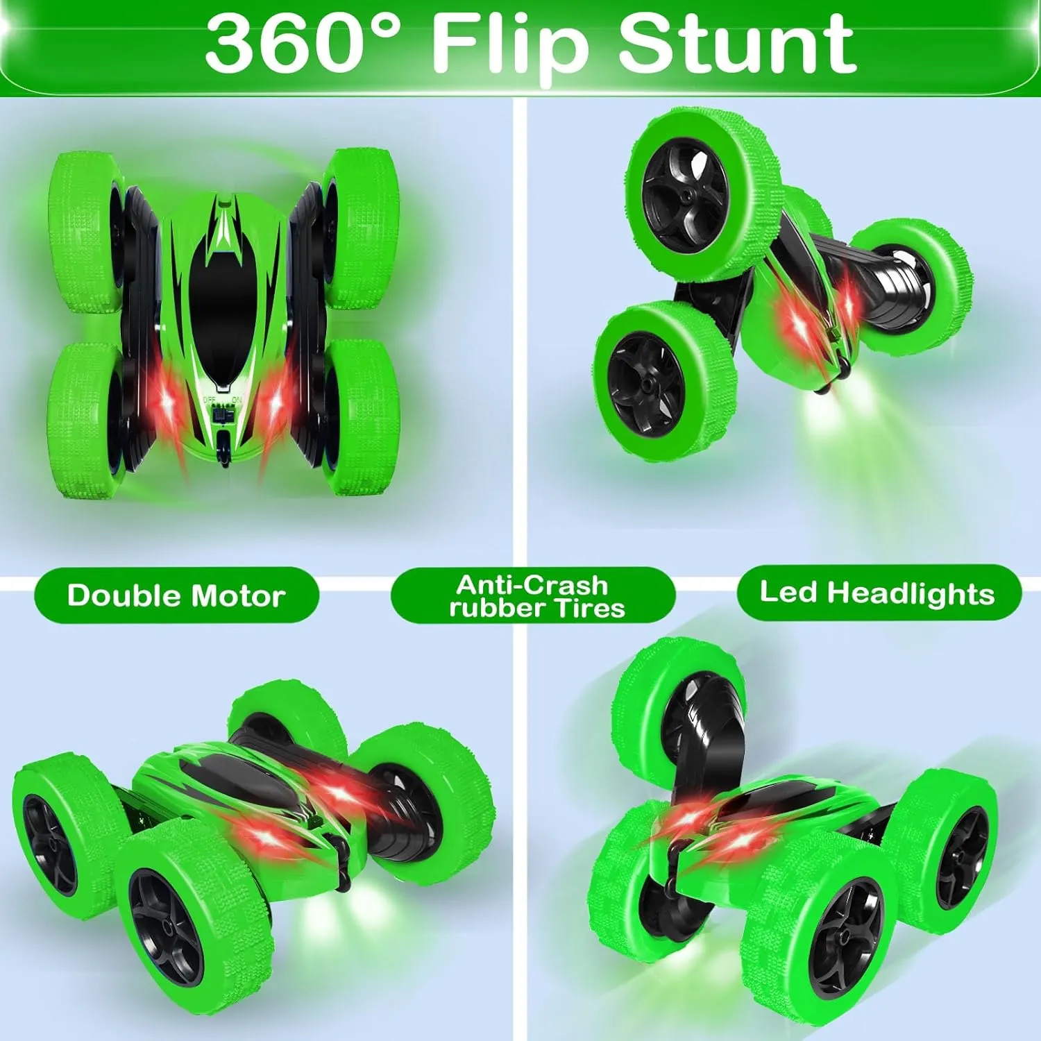 FREE TO FLY Remote Control Stunt Car for Boys: RC Car 4WD Double-Sided Driving Cars 6 7 8 9 10 11 12 Toys Boys Girls Kids Xmas Gifts 360°Tumble Stocking Stuffer 6-8 8-12