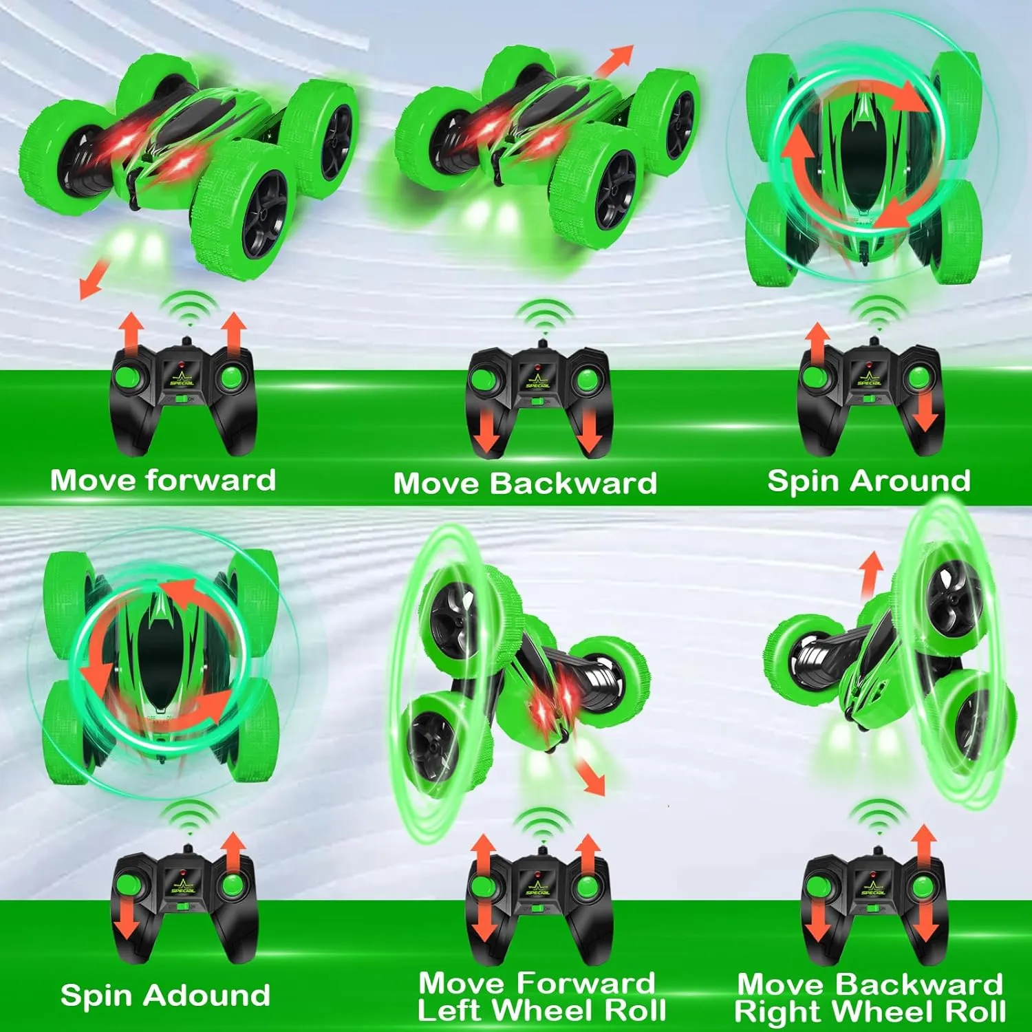 FREE TO FLY Remote Control Stunt Car for Boys: RC Car 4WD Double-Sided Driving Cars 6 7 8 9 10 11 12 Toys Boys Girls Kids Xmas Gifts 360°Tumble Stocking Stuffer 6-8 8-12