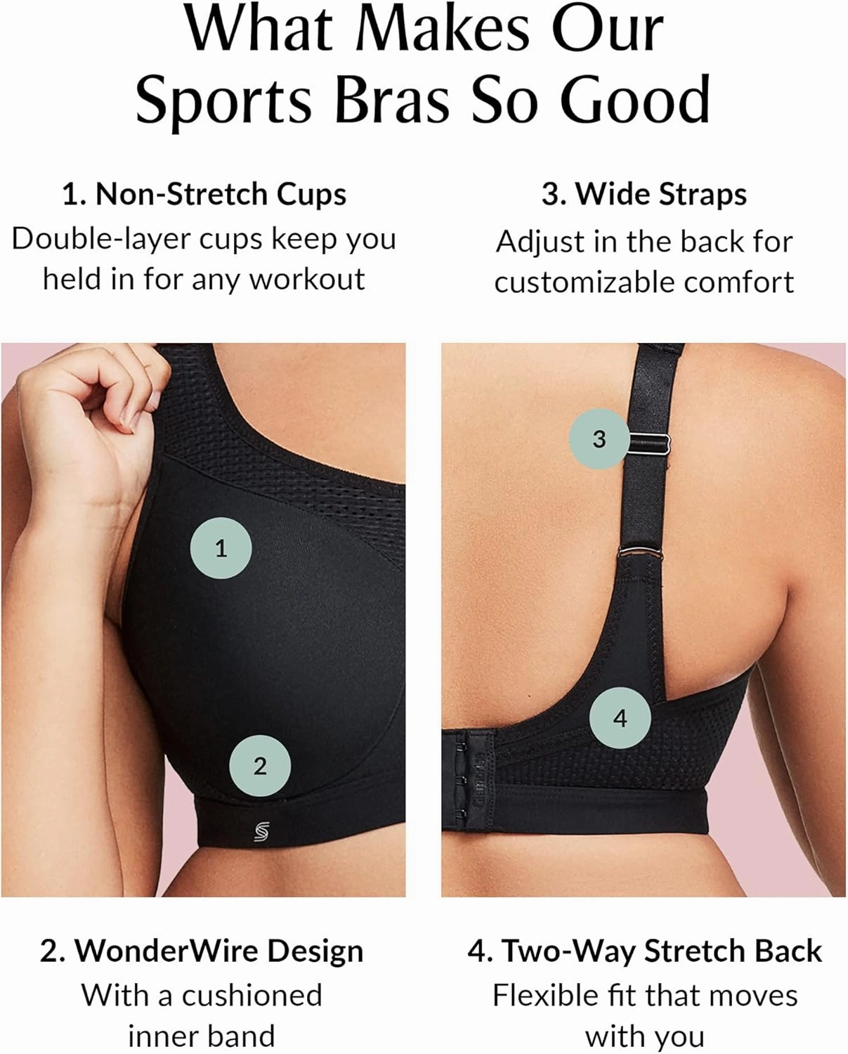 Full Figure Plus Size High Impact Wonderwire Sports Bra Underwire #9066
