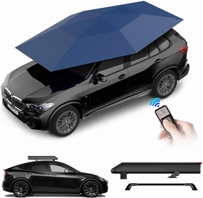 Fully Automatic Car Tent Cover, 3.8M Folded Car Umbrella, Sun Shade Car Protection, Portable Movable Carport Canopy, for Outdoor Camping Tent,Grey