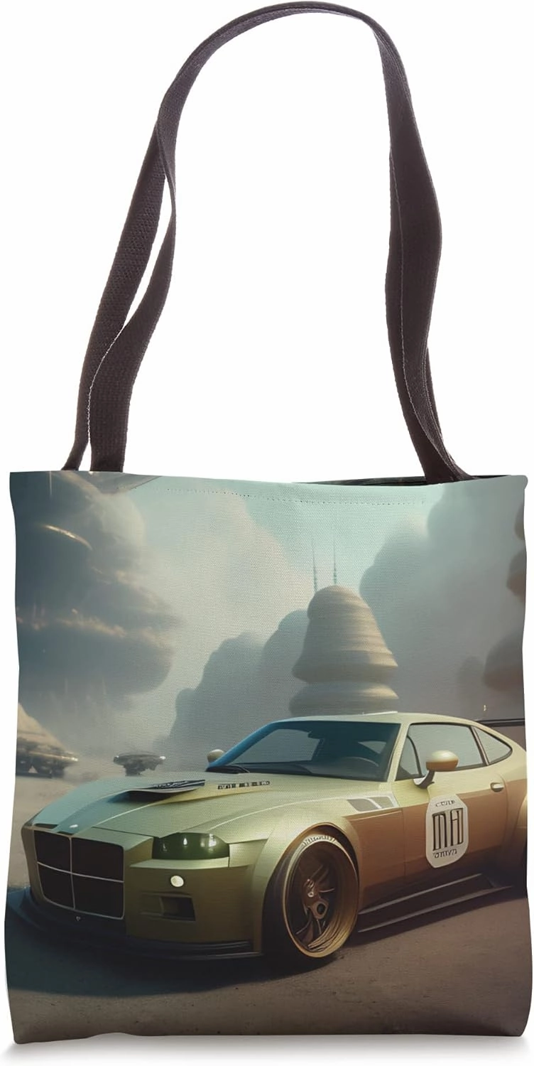 Futuristic Classic Muscle Sports Car Alien Planet Formations Tote Bag