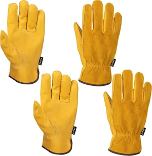 FZTEY Yard Gardening Safety Work Protective Leather Gloves Men & Women 9(Large)