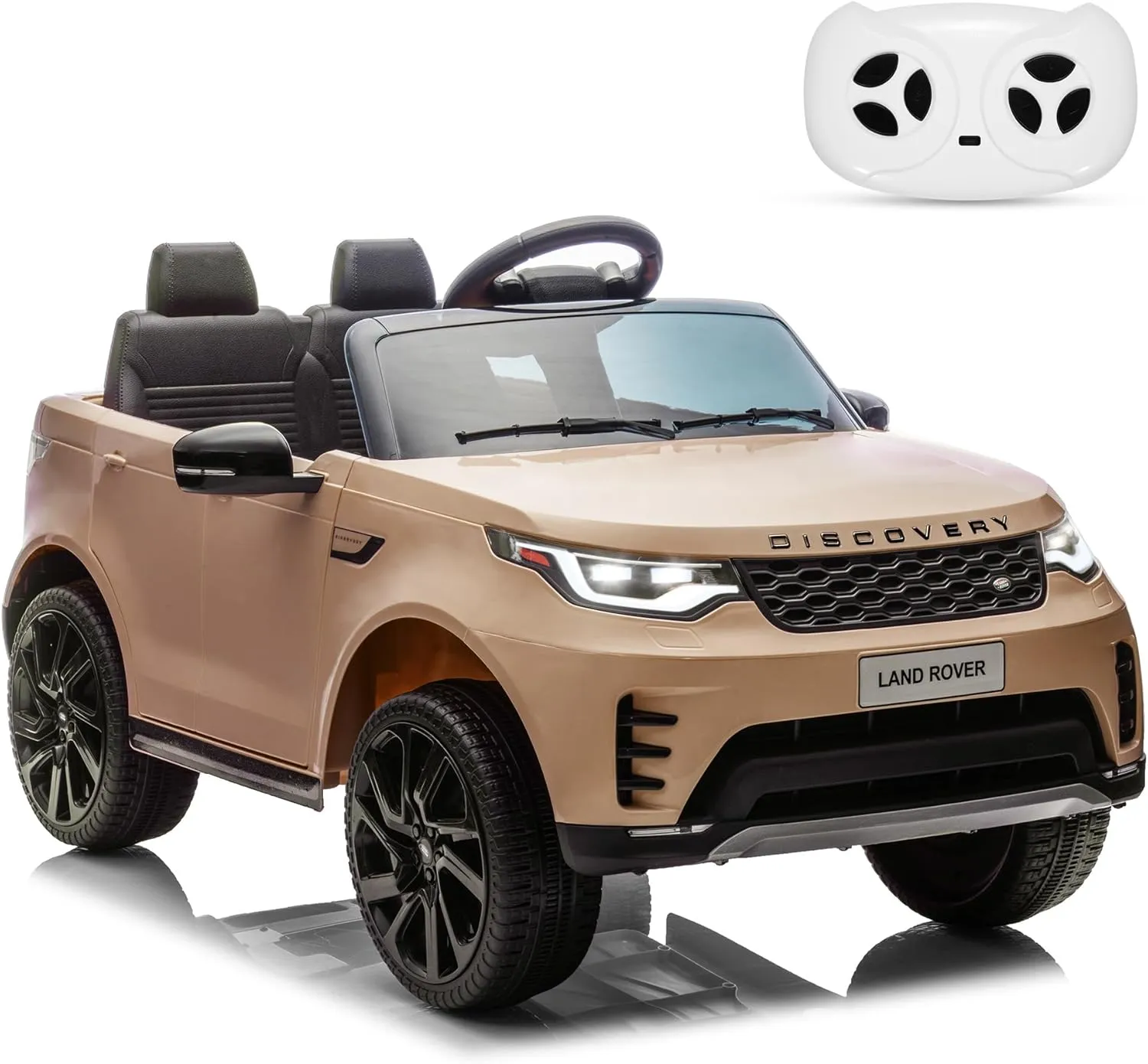 Garvee Kids Ride On Cars, Licensed Land Rover, 12V 4.5Ah Battery-Powered Electric Toy Car for Kids,2 Motors, 3 Speeds,Safety Belt, Lights & Music,Khaki