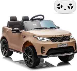 Garvee Kids Ride On Cars, Licensed Land Rover, 12V 4.5Ah Battery-Powered Electric Toy Car for Kids,2 Motors, 3 Speeds,Safety Belt, Lights & Music,Khaki