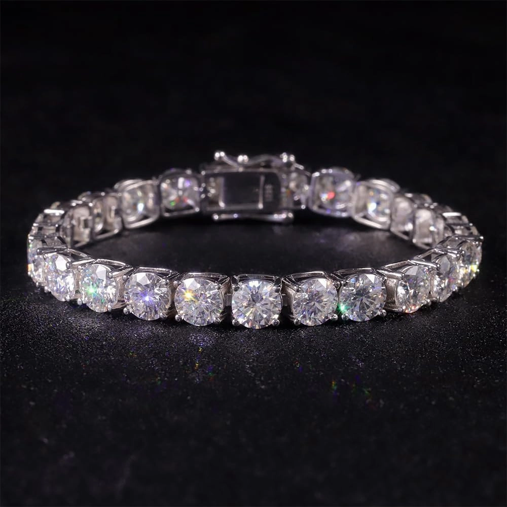 Gem's Beauty moissanite tennis bracelet 925 silver plated 14k gold 3-6.5mm D Color VVS1 Round Cut moissanite bracelets for women Men Gift birthday anniversary