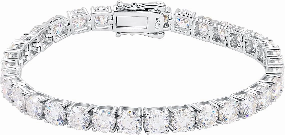 Gem's Beauty moissanite tennis bracelet 925 silver plated 14k gold 3-6.5mm D Color VVS1 Round Cut moissanite bracelets for women Men Gift birthday anniversary