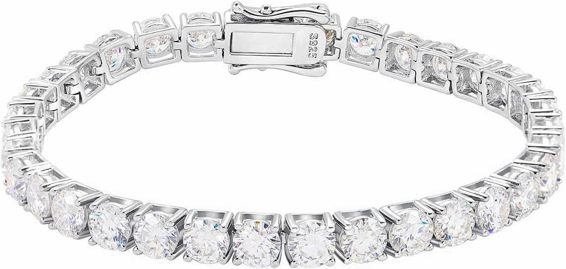 Gem's Beauty moissanite tennis bracelet 925 silver plated 14k gold 3-6.5mm D Color VVS1 Round Cut moissanite bracelets for women Men Gift birthday anniversary