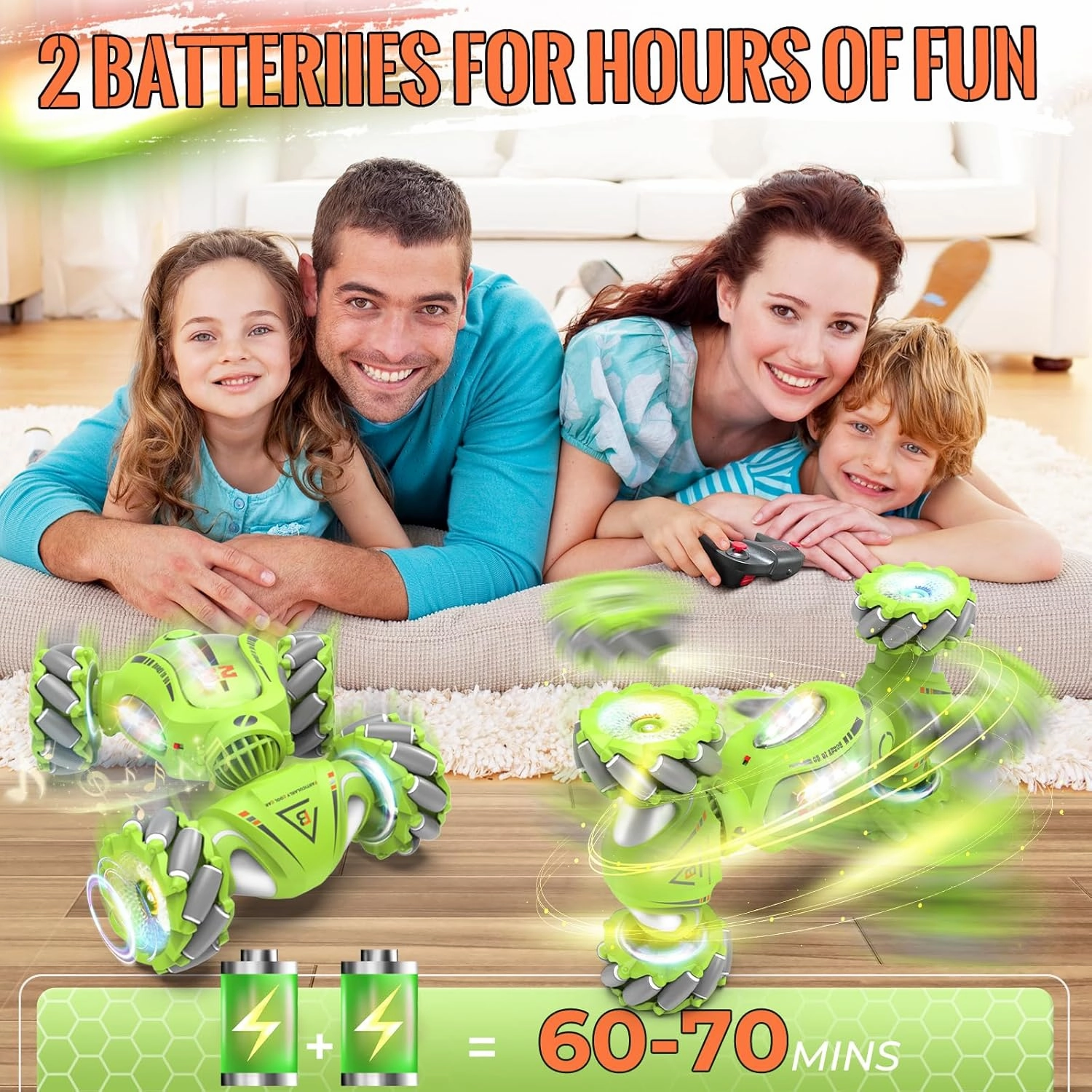 Gesture Sensing RC Stunt Car Toys Gifts for 6-8 8-12 Kids, 2.4Ghz 4WD Hand Controlled RC Car with Light & Music & Spray, Double-Sided 360° Rotating Birthday for Boys