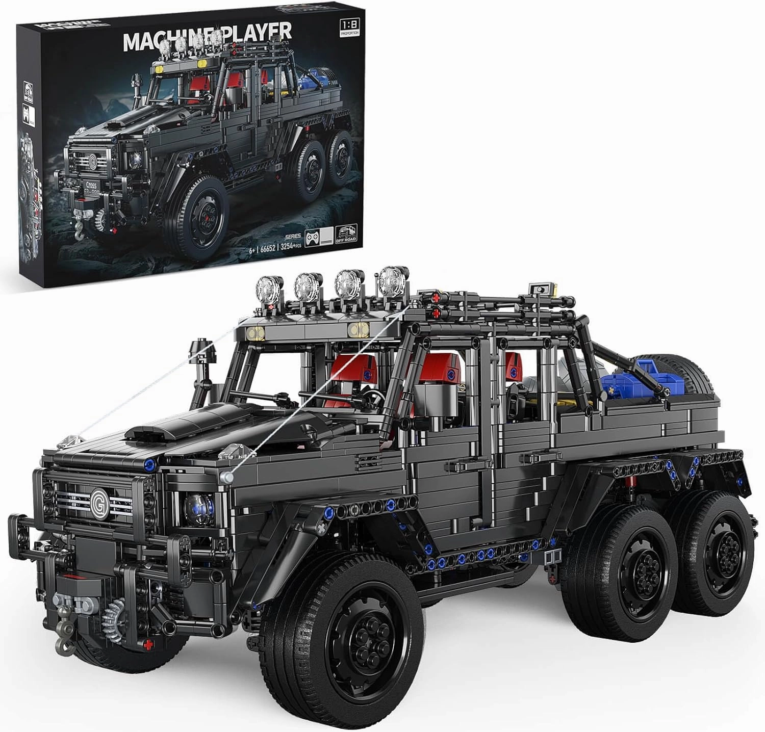 GEVINST Black King of Pickups 6X6 MOC Car Building Set for Adults Boys Teens, 3238 Pcs, 1:8 Scale Collectible Model Car Kits Engineering Toy, Gifts for Classic Car Lovers