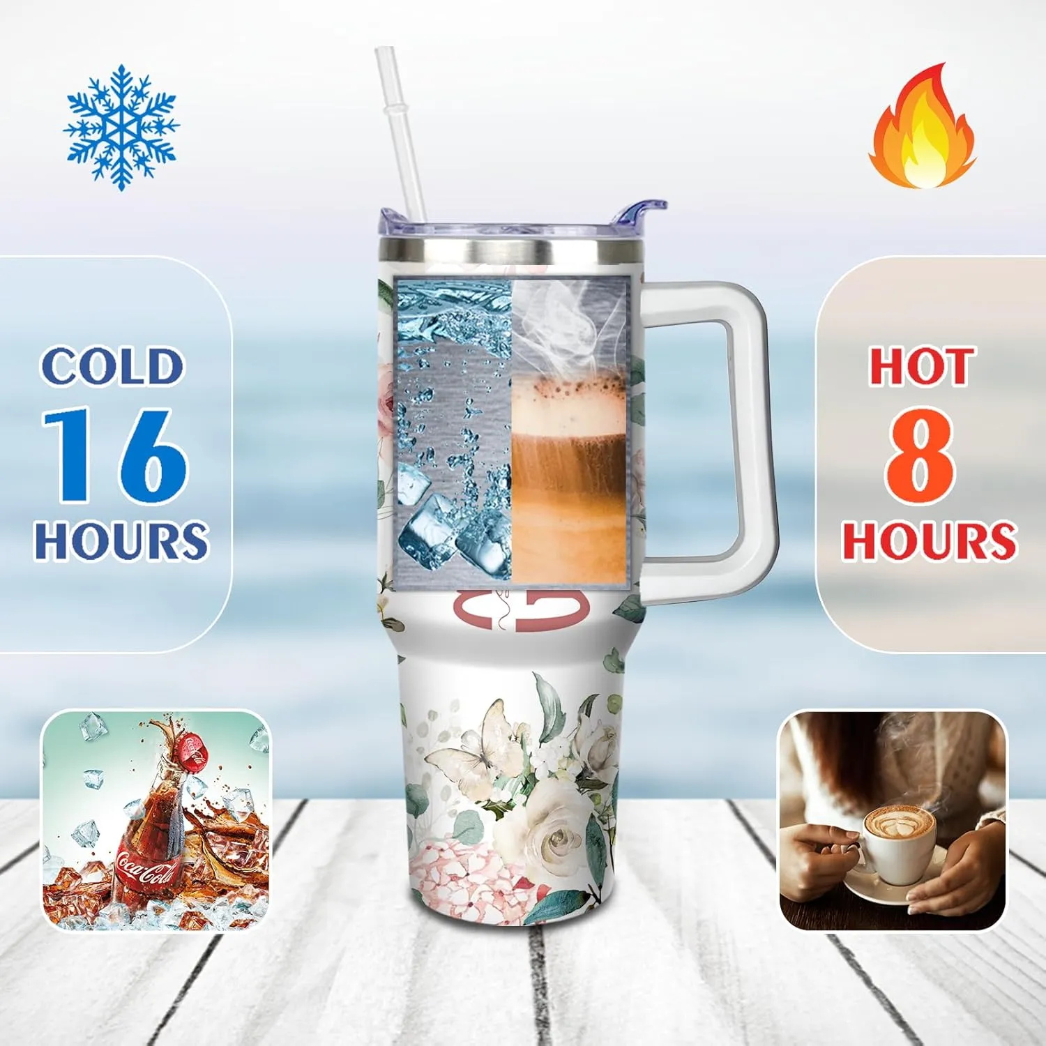 Gifts for Grammy Grandmother Gift from Grandson Granddaughter on Birthday Mothers Day&Christmas 40 oz Tumblers with Handle and Straw Stainless Steel Insulated Travel Coffee Cup Mug