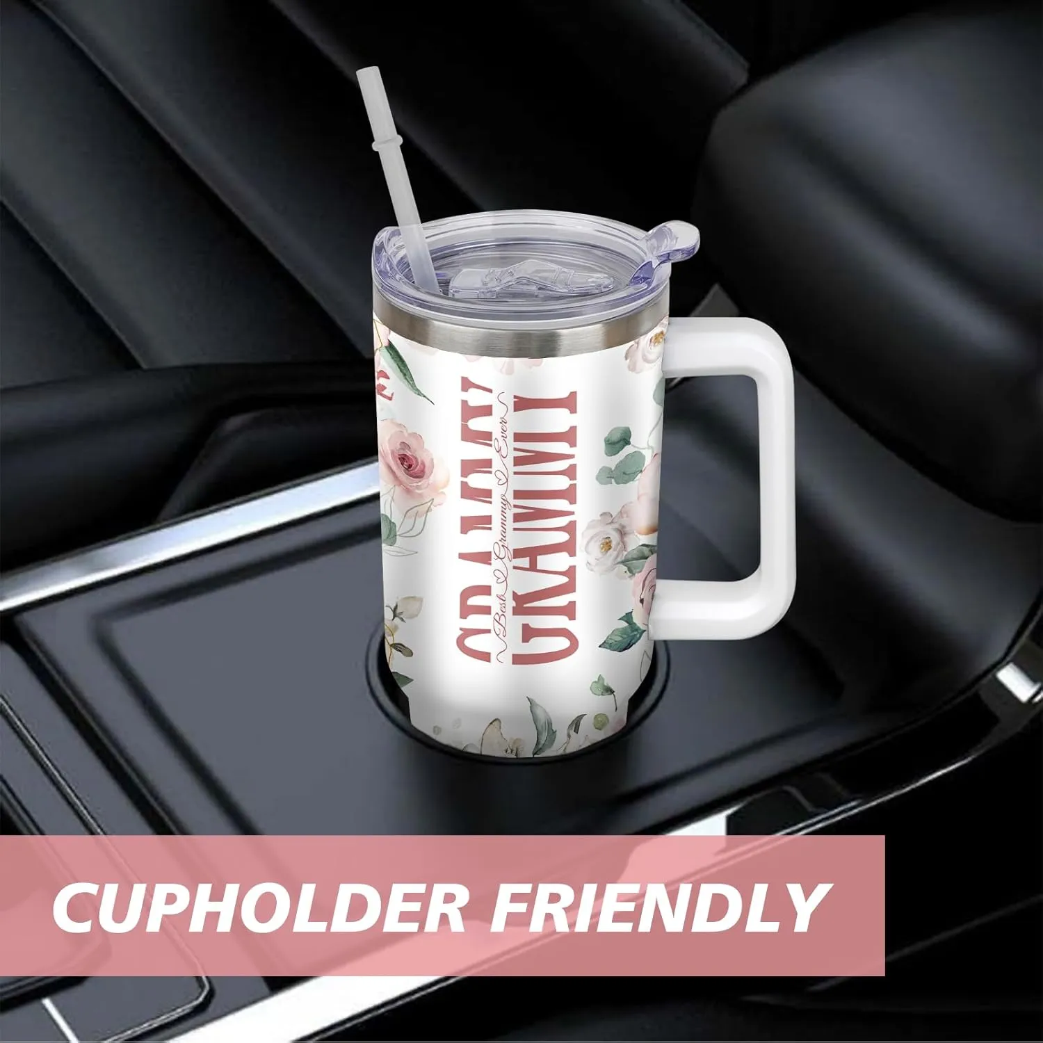 Gifts for Grammy Grandmother Gift from Grandson Granddaughter on Birthday Mothers Day&Christmas 40 oz Tumblers with Handle and Straw Stainless Steel Insulated Travel Coffee Cup Mug