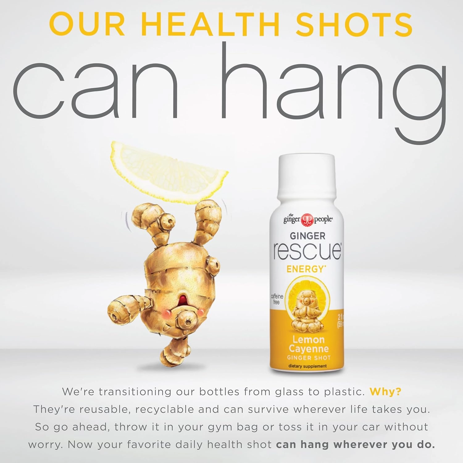 Ginger Rescue Shots by The Ginger People – Energy Boosting, Caffeine Free Energy, Digestive Heath, Lemon & Cayenne Flavor, 2 Fl Oz (Pack of 12)